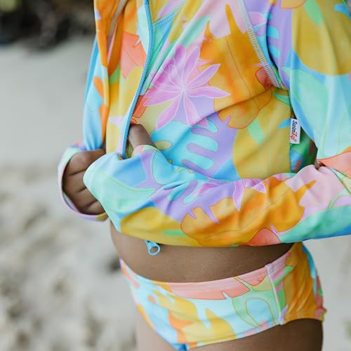 Image of SwimZip Girls' Long Sleeve Zipper Crop Top Rash Guard UPF 50+ Sun Protection