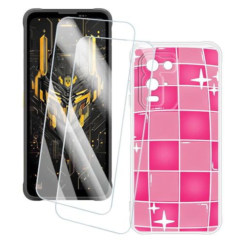 OAGELIM 2�Z�b�g �X�N���[���v���e�N�^�[ + �P�[�X Blackview Fort 5 (6.78 �C���`) �Ƃ̌݊������� �A�[�e�B�X�e�B�b�N�J�X�^���v�����g�J�o�[�Ƌ����K���X�t�B���� �X�N���b�`�h�~ (�s���N�̐��E)