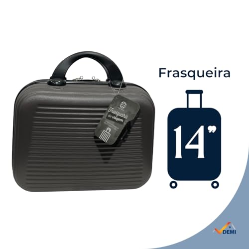 Kit 3 Malas de Viagem 23kg, 10Kg e Frasqueira 14 Polegadas Bolsa de Mão c/Trava de Senha FIbra Rígid