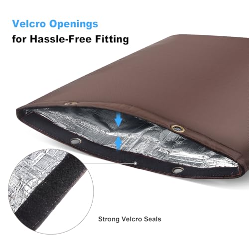 Outdoor Pipe Insulation Cover, Waterproof Backflow Preventer Cover for Winter Freeze Protection, Heavy-Duty 5-Layer Fabric Insulated Wrap for Sprinklers and Valves 30W x 24H inches - Brown by i frmmy - Image 3