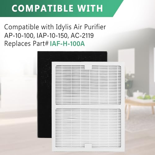 Image of Gekufa Replacement Filter A Compatible with Idylis Air Purifiers IAP-10-100, IAP-10-150, AC-2119, IAF-H-100A, IAPC-40-140, Filtrete FAP-C01-A - Includes 2 Filters & 2 Carbon Filters