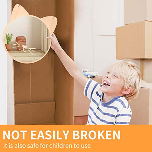 iCAGY Plastic Kids Mirror for Wall - Kids Safety, Hanging, Acrylic, Non-Glass and Unbreakable - Cat Decoration Mirror for Kid's Playroom 12" - Image 4