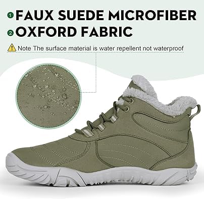 Image of Winter Footwear Barefoot Shoes Women Men Zero Drop Barefoot Hiking Boots Slip On Warm Waterproof Snow Boot Minimalist Wide Toe Ankle Booties Five Finger Hike Shoes Outdoor