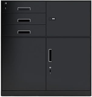 Archivadores de Fichas Archivador de hierro, gabinete corto de almacenamiento de datos for oficina, librería for balcón, gabinete de almacenamiento con cerradura, gabinete pequeño Oficina(Negro)