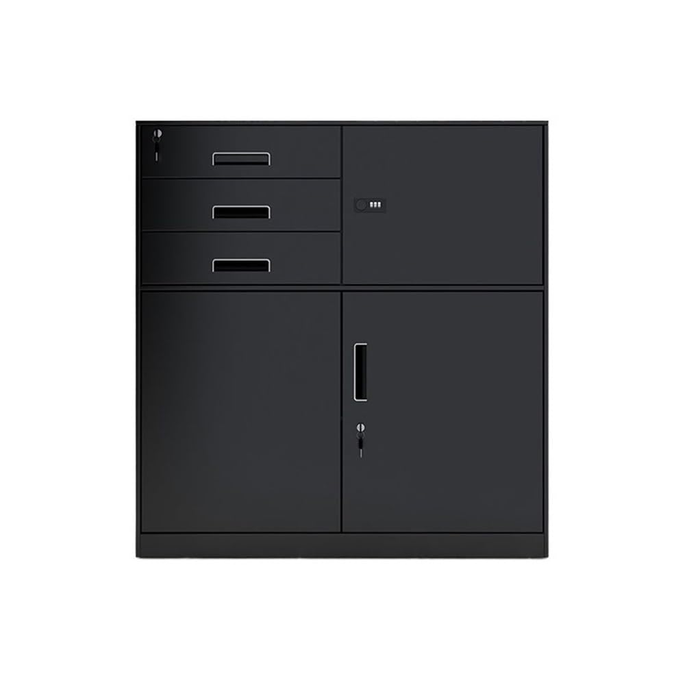Aioneer Black File Cabinet File Cabinet Iron Short Cabinet Office Data Storage Cabinet Balcony Bookcase Storage Cabinet Small Cabinet Filing Cabinet
