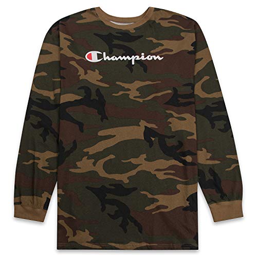 Champion Men's Big and Tall Classic Jersey Long Sleeve Script T-Shirt CAMO 3X