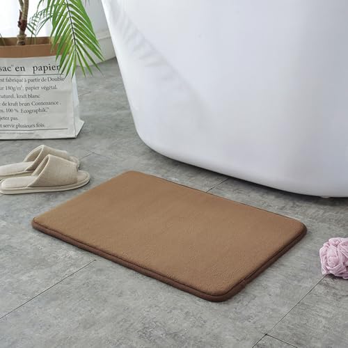 Tapis de bain mousse à mémoire de forme rectangulaire marron - 2