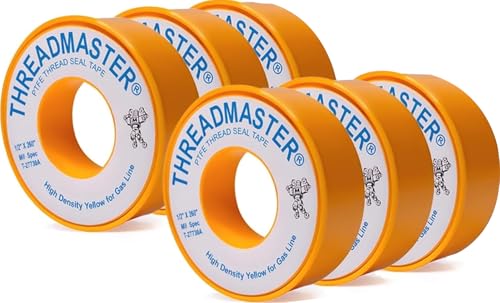 TAPEWELL Yellow Gas Teflon Tape, Pipe Thread Sealant, 260' Length 1/2' Width, for Propane, Natural...