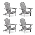 Wooden Folding Adirondack Chair Set of 4, Pre-Assembled BackRest Wood Lounge Chair for Outdoor Patio Garden Lawn Backyard Deck Pool Beach Firepit