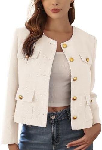 M.Infisavo 2026 Women Tweed Jacket Cropped Blazers Spring Elegant...