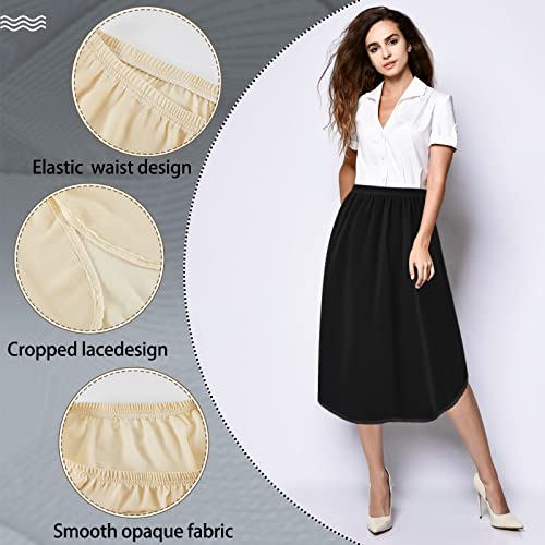 2 Pieces Women's Anti Static Half Slip Double Slit Slip For Women Under Dress 23 Inches Satin Silky Touch Under Skirt Slip Knee Length Half Slip Skirt Extender(Nude, Black,Large) #TOP2
