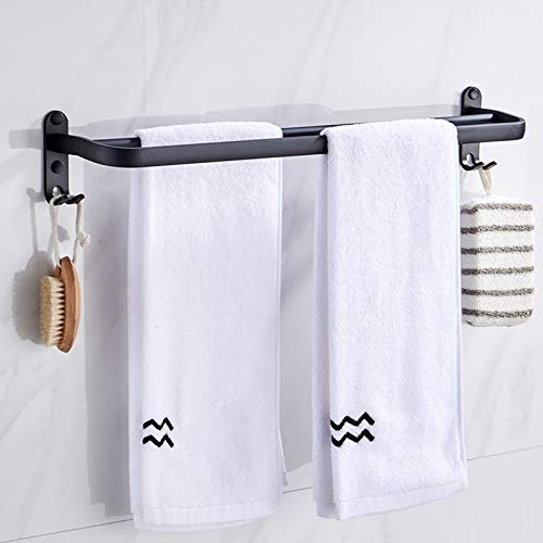 Porte-serviettes double 60 cm durable finition noire luxe