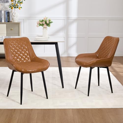 choairy Dining Chair Set of 2, Modern Upholstered Dining Chairs with Thick Cushion, Faux Leather Kitchen Dining Room Chairs with Metal Adjustable Legs for Dining Living Room, Black by choairy - Used condition - CA$88.71