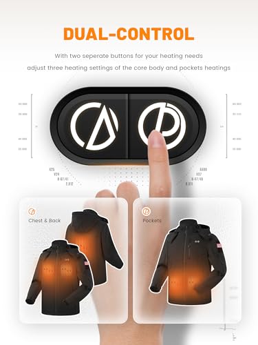 CAFORU Heated Jackets for Men and Women, Electric Insulated Coats with Detachable Hood and Battery Pack Included,Medium