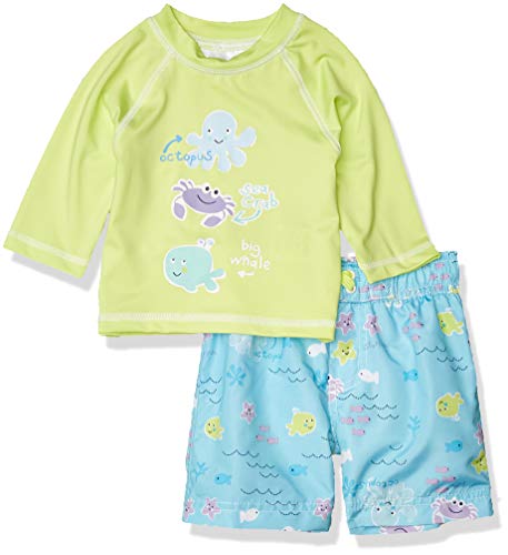 Wippette Boys' Baby Two Piece Printed Rashguard Sets, Surf Up, 12M