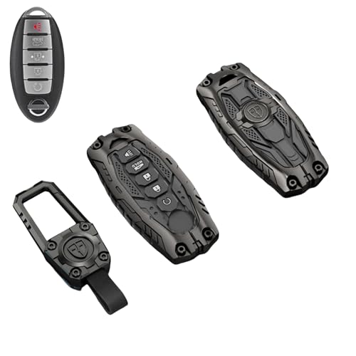 Heavy Zinc Alloy Key fob Cover, Keychain, Key Case, Accessories Compatible with Nissan (Model-A 5 Buttons) by DEGEMEEN - Used condition - US$23.37