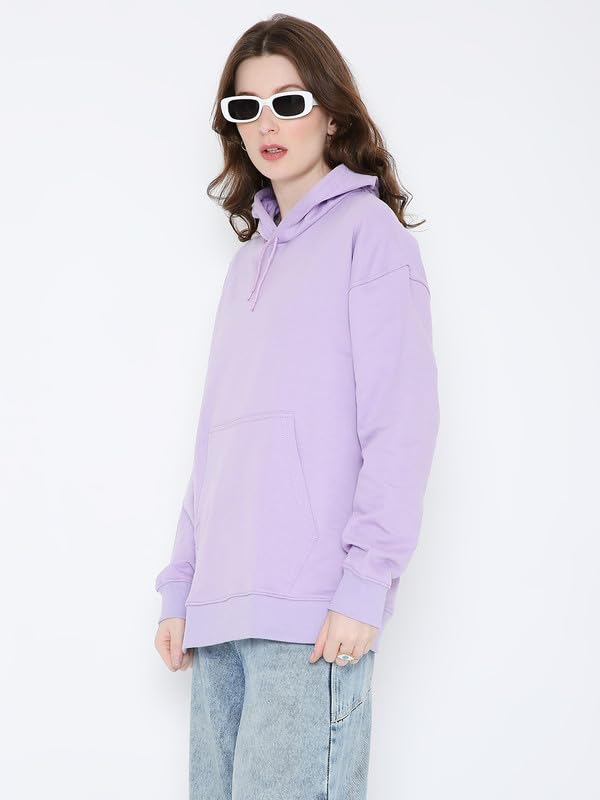 Image of BE SAVAGE Women's Solid Full Sleeves Cotton Hoodie