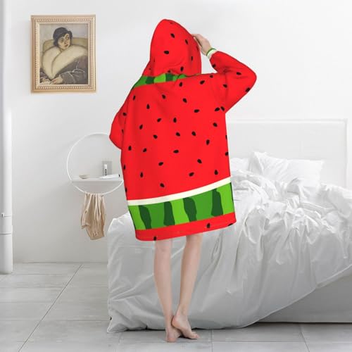 Sweat à capuche couverture pastèque rouge unisexe en flanelle avec poches