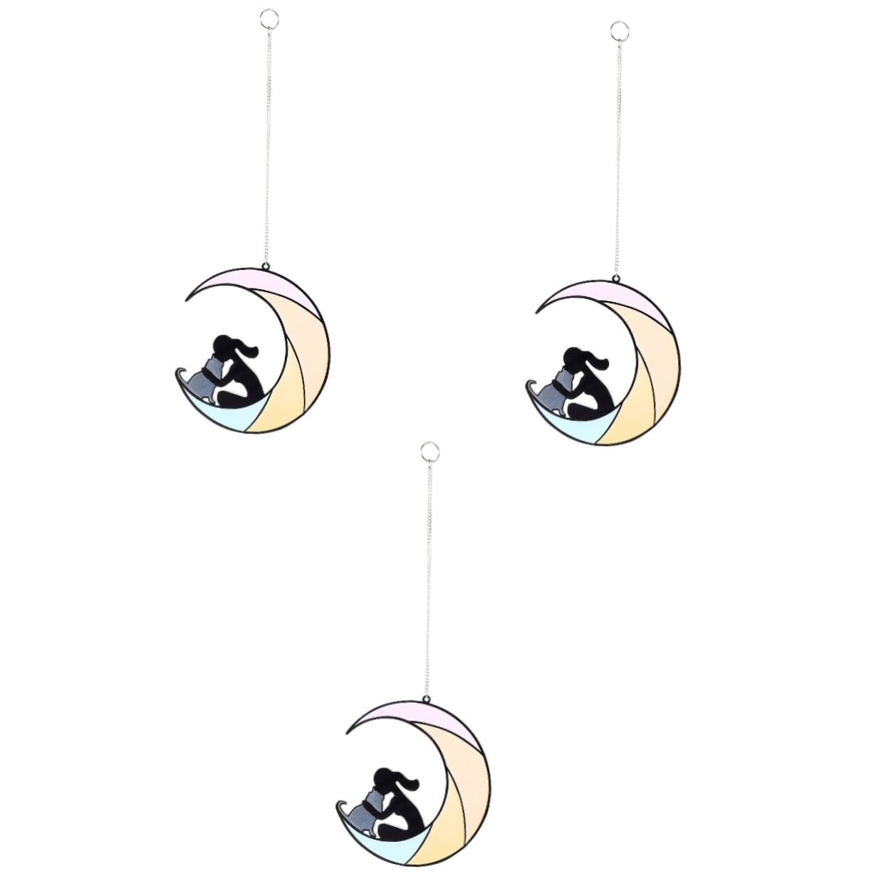 Chat Ange Mémorial Pendentif Attrape-Soleil Coffret Cadeau Souvenir Animaux 3 Pcs