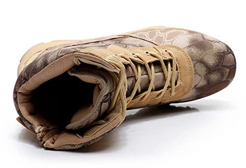 Tebapi Men Military Tactical Boots Backpacking Outdoor Hiking Camping Climbing Trekking Camouflage Ankle Boot Army Shoes Combat Waterproof Side Zipper3