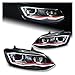 Dirksn 1 Pair Car Front Headlights Compatible for VW Polo L-ED Headlight Projector Lens 2009-2018 Polo Headlights L-ED DRL Dynamic Signal Auto Accessories