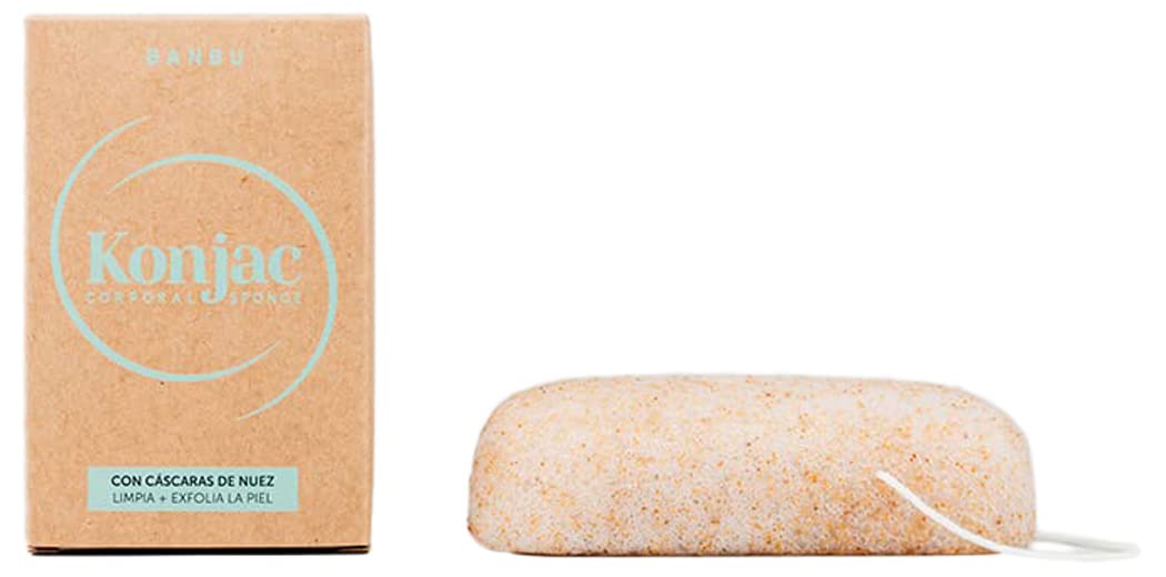 Esponja Konjac corporal con cascara de nuez