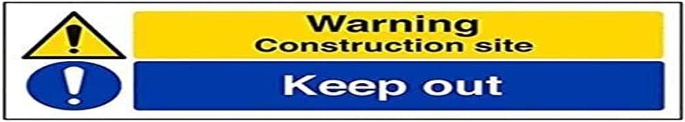 V Safety Eco Friendly Warning Building - Warning, Construction Site/Keep Out - 300 x 100 mm Safety Sign, Multi, 300x100mm