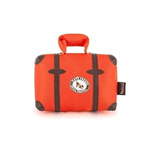 P.L.A.Y. Cute Plush Dog Toys – Globetrotter, Travel Themed Durable Squeaker Chew Toy, Great for Puppies & Small, Medium, Large Dog Breeds – Machine Washable, Recycled Materials (Pack & Snack Suitcase)