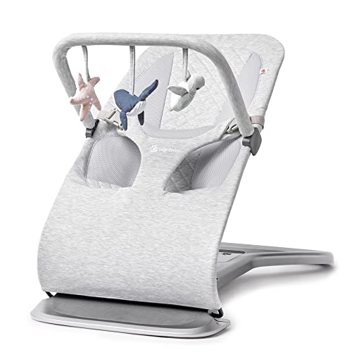 Image of Ergobaby Evolve Bouncer and Toy Bar Set - Light Grey