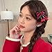 6 Pcs Cherry Bow Hair Clip Rhinestone Velvet Alligator Clips for Women Girls Teen Ponytail Hair Accessories Red Fruit Hair Barrettes