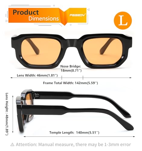 FEISEDY Retro Small Rectangle Sunglasses Women Men Fashion Thick Frame Chunky Square Shades B02024