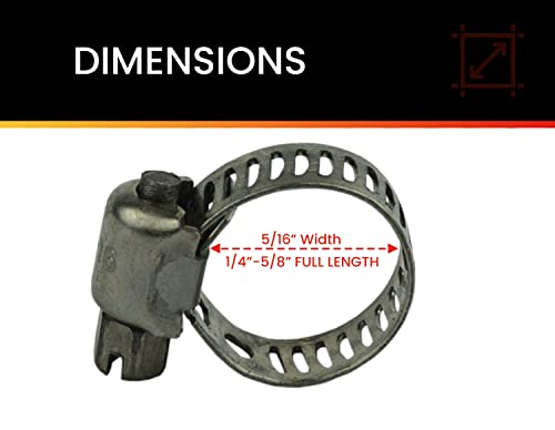 Pro Tie 33880 Sae Size 4 Range 1/4" To 5/8" Mini All Stainless Steel Hose Clamp (50 Pack) #TOP1