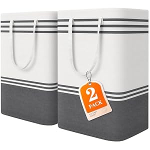 2 Pack Large Laundry Baskets, Laundry Hampers for Dorm, Bathroom, Room 75L | Freestanding, Waterproof, Collapsible Clothes Bags with Reinforced Handles – Foldable Dirty Clothes Baskets Laundry Bins