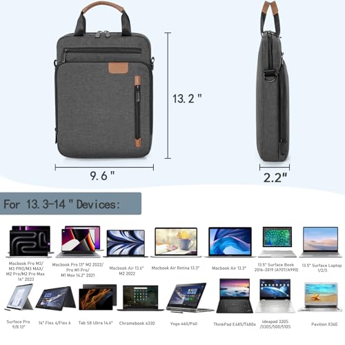 Image of 13.3-14 Inch Laptop Sleeve Bag, Padded Carrying Case for MacBook Pro M3 /M2 14 inch /13 inch, MacBook Air 13.6 inch M3 /M2 2024 /2022, Surface Pro AI PC /9 /8 13 inch,Protective Bag with Accessory Pocket, Grey