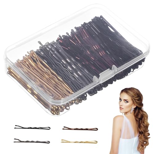 LACHT 200 Pezzi Forcine Per Capelli (4 Colori), Mollette Per Capelli Donna, Orma Di U Fermagli Per Capelli, Scatola Portaoggetti Inclusa, Per Le Ragazze Le Donne (Nero, Marrone, Oro, Argento)