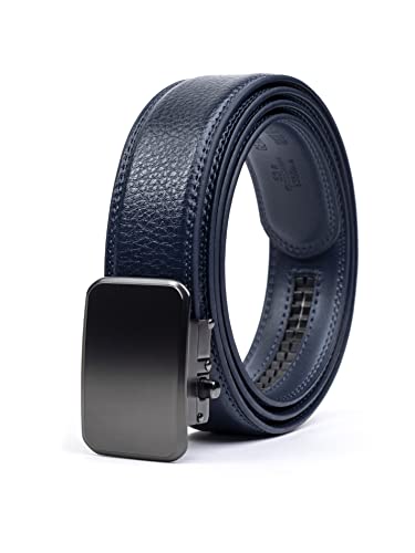 Joseph Elliott Belts Men's Genuine Leather Ratchet Adjustable Golf Belt Navy Blue, Black Buckle