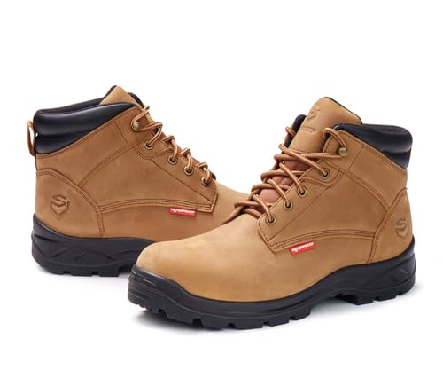 SUREWAY Men Waterproof Steel/Soft Toe Hiking Work Boots - Leather,Lace Up,Round Toe,Slip Resistant,Comfort EH Safety Industrial Construction Boot,Lightweight Utility Outdoor Shoes for Roofing,Hunting3