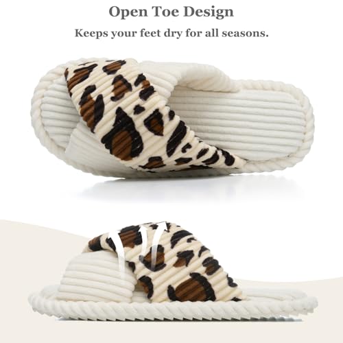 Image of GOEWY Slippers for Women Memory Foam House Bedroom Corduroy Crossbands Open Toe Slides Sandals Shoes Comfy Trendy Gift for womens Anti-Skid sole