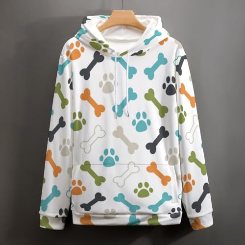 Sweat à capuche patte d'os de chien pull unisexe taille S