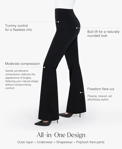 Popilush Dress Pants Women - Comfy Work Pants Flare High Waisted Stretchy Bootcut Wide Leg Trousers Business Casual Outfits2