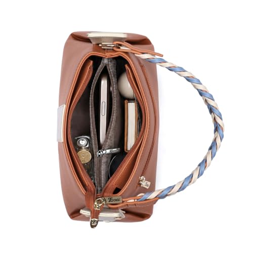 Image of EXOTIC Noire Twist Structured Handbag with Braided Handle & Multi-Compartment Design