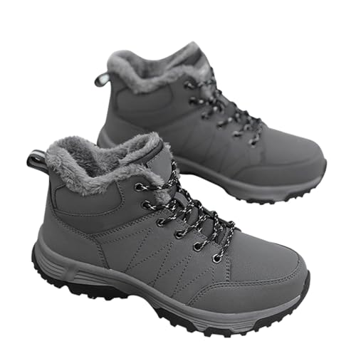 Genérico Botas Borreguito Mujer Botas De Agua Mujer Zapatos de algodón cálidos de felpa, botas de nieve antideslizantes y resistentes al desgaste, zapatos de Zapatos Mujer Comodos Vestir (Grey, 44)