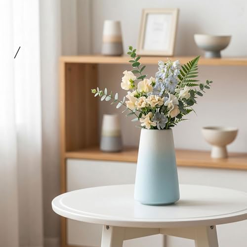 Jarrón de cerámica blanco de 4,5 x 14,3 cm minimalista para mesa de comedor 6