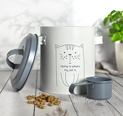 Sendez Trockenfutterdose mit Deckel und Löffel Mettaldose Tierfutter Vorratsdose Katzenfutterbox Futteraufbewahrung Katze