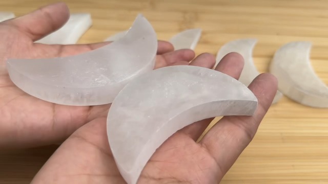 Platos de carga de selenita en forma de luna, pack triple miniatura 7