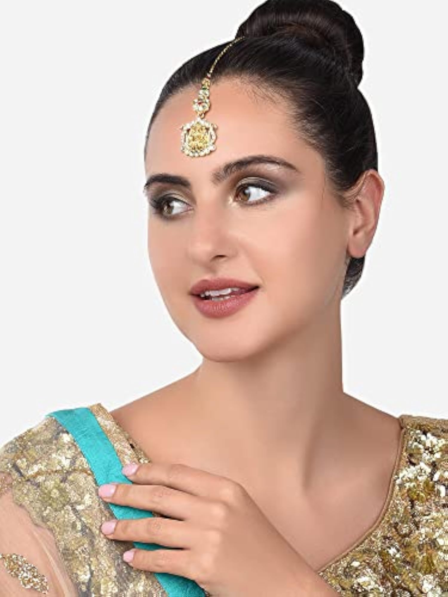 Stones Goddess Laxmi Temple Maangtikka For Women