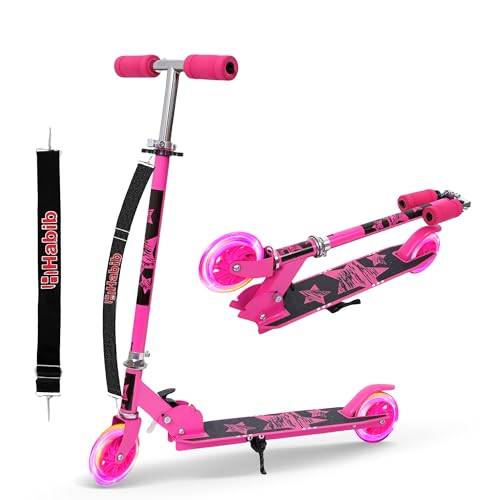 Habib Gruppe Kinderroller – Mitwachsender Tretroller & Scooter mit LED Rädern, Klappbar, 4 Stufen Höhenverstellbar für Kinder 3-10 Jahre, Jungen & Mädchen - Pink Habib Gruppe Kinderroller – Mitwachsender Tretroller & Scooter mit LED Rädern, Klappbar, 4 Stufen Höhenverstellbar für Kinder 3-10 Jahre, Jungen & Mädchen - Pink