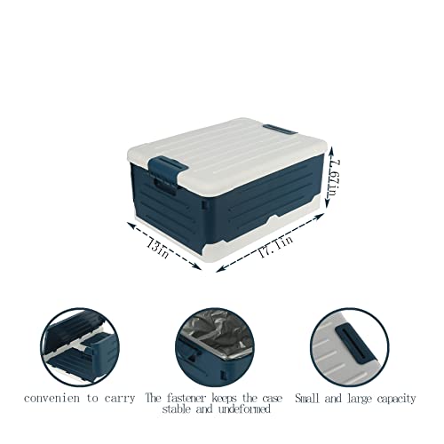 Suinarim Collapsible Plastic Trunk Organizer For Car Storage Bins/Bags For Clothes, Durable Plastic Storage For Picnic,Shopping,Go Fishing (Blue/Middle) #TOP2