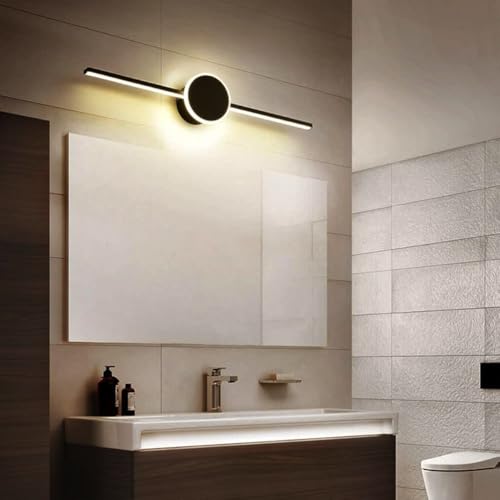 Image of Groeien Pack of 2 | 18 watt LED 3 Color Black Body Picture Photo Frame /Mirror Bathroom Wall Light (Warm+Natural+Coolwhite)(OrbitLine-Black,2)