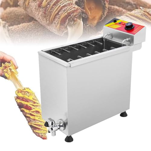 Oiyekntd Freidora de Perritos Calientes de maíz 25L Máquina de 12 Ganchos de Gran Capacidad para Hacer palitos de Perritos Calientes de Queso Máquina de freír palitos de Perritos Calientes de Queso